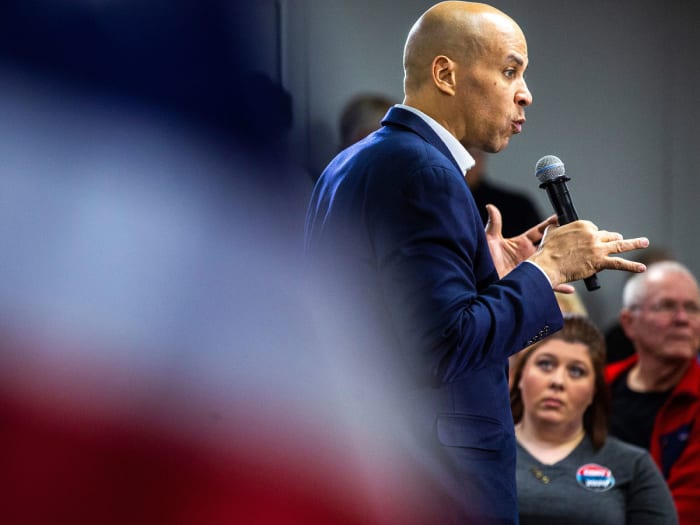 New Jersey senator Cory Booker speaks at an event